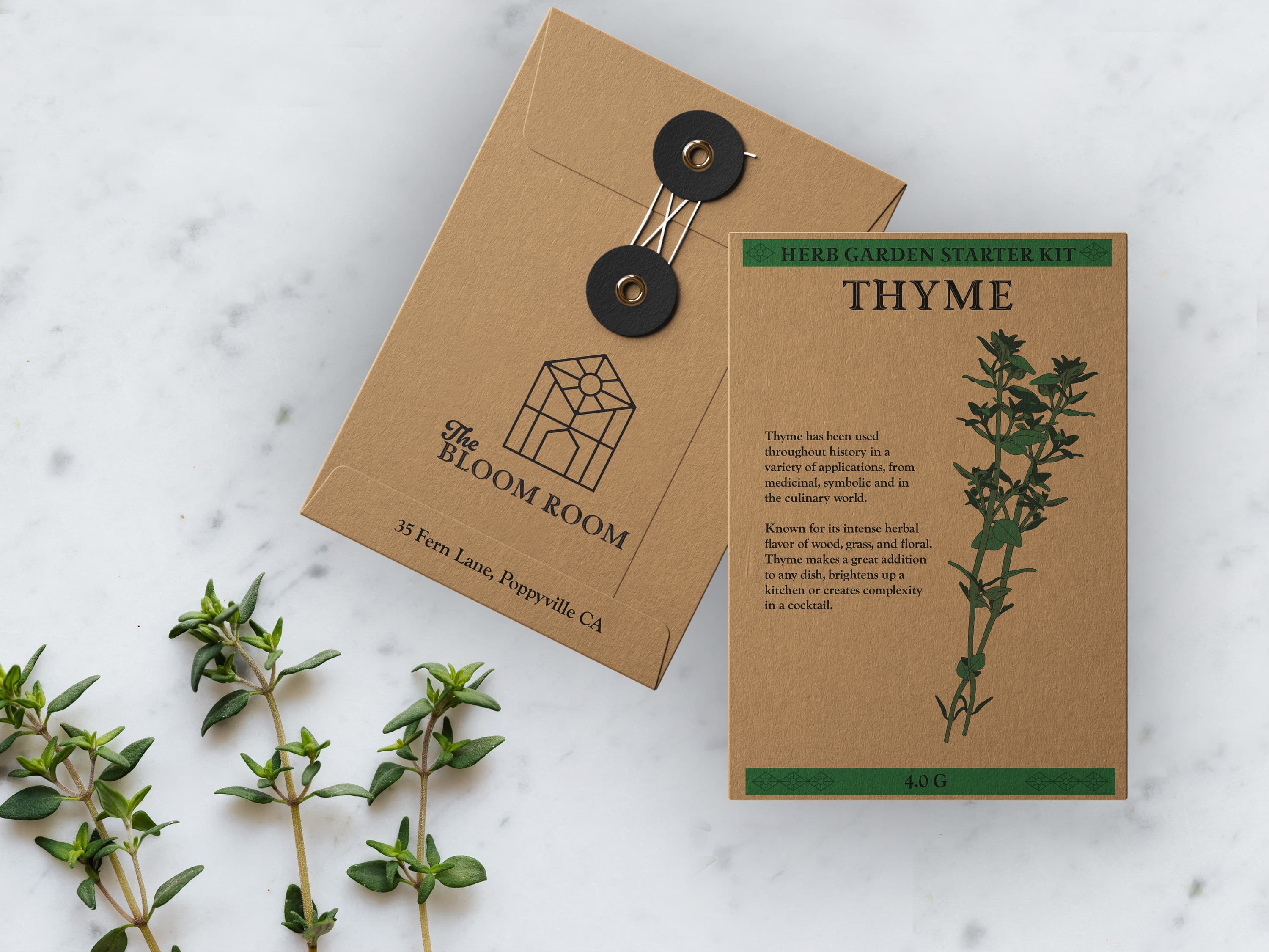 The Bloom Room seeds packaging mockup