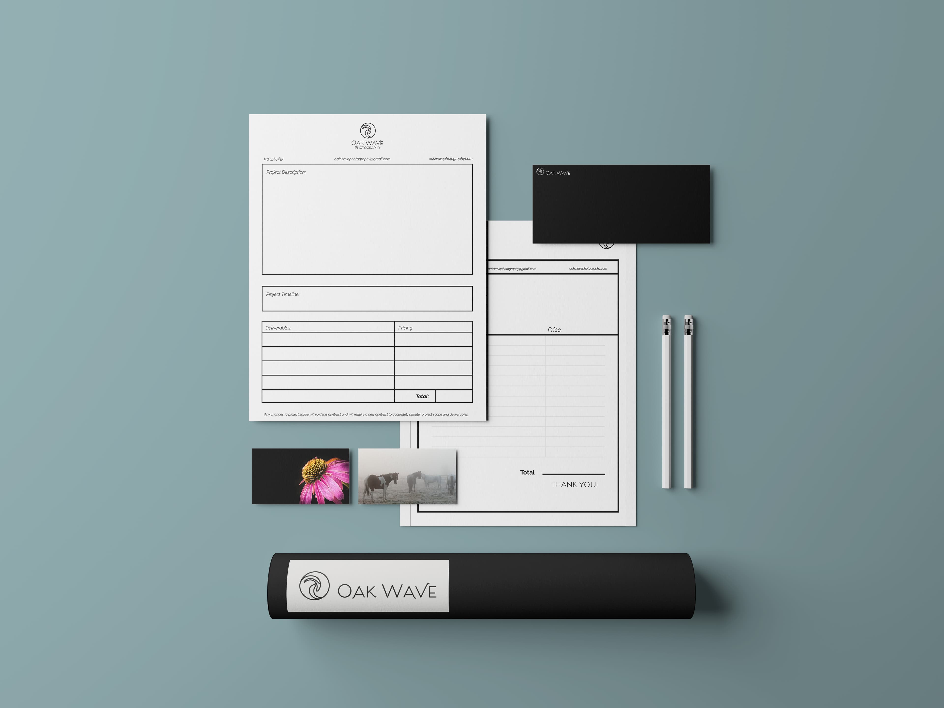 OakWave stationary mockups